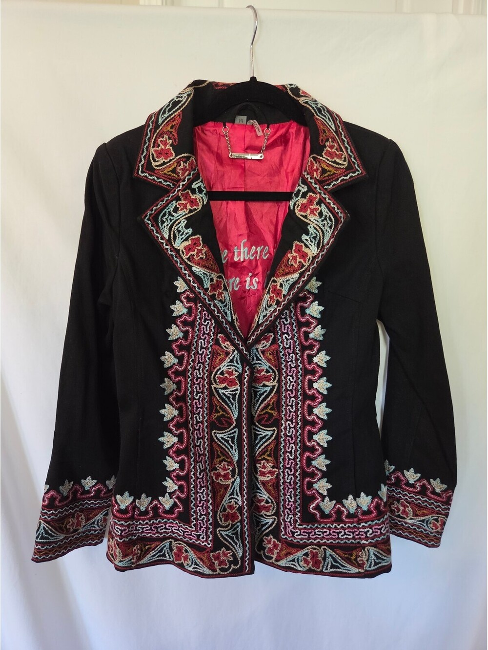 Paparazzi by BIZ Womens M Embroidered Jacket Black Boho Southwestern Statement
